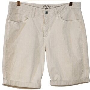 Riders by Lee Women's Midrise Bermuda Shorts Tan Stripe Size 10
